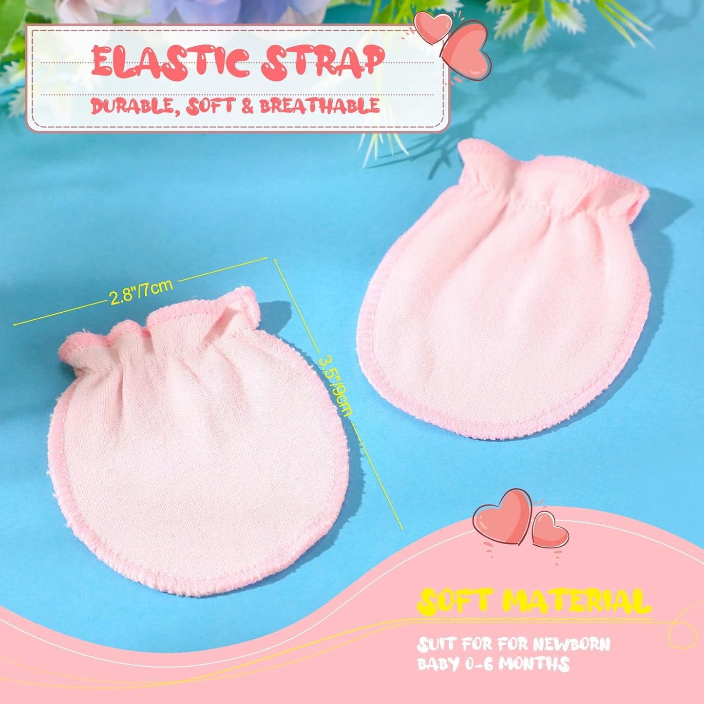 9 Pairs Newborn Baby Boys Girls Mittens 0-6 Months Infant Toddler Mittens No Scratch Solid Color Gloves