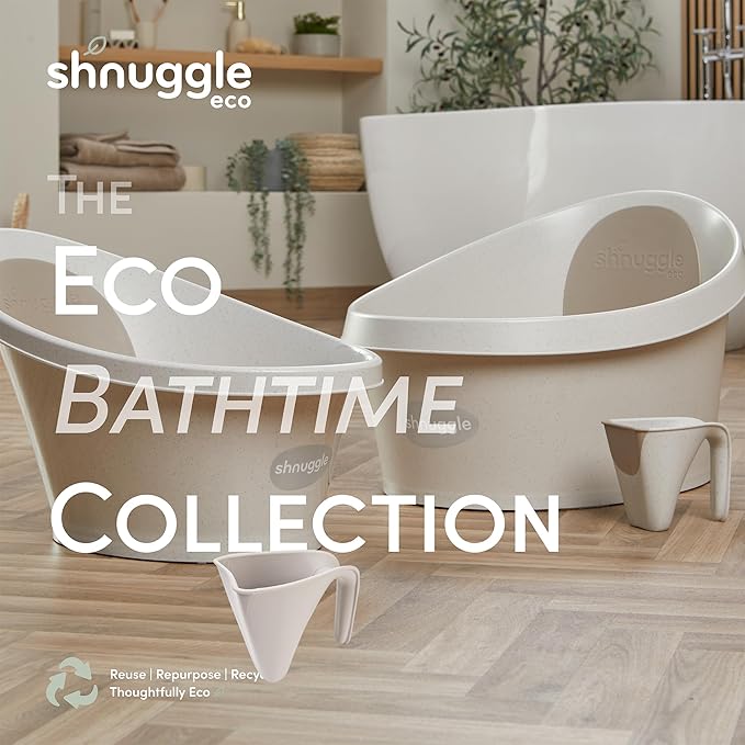 Toddler Bath Tub | Larger Bath for Bigger Kids at Bathtime | Includes Warm and Soft Foam backrest | Grippy Anti-Slip Surface | Includes Easy Drain Bath Plug | Cookies & Cream + Rinse Jug