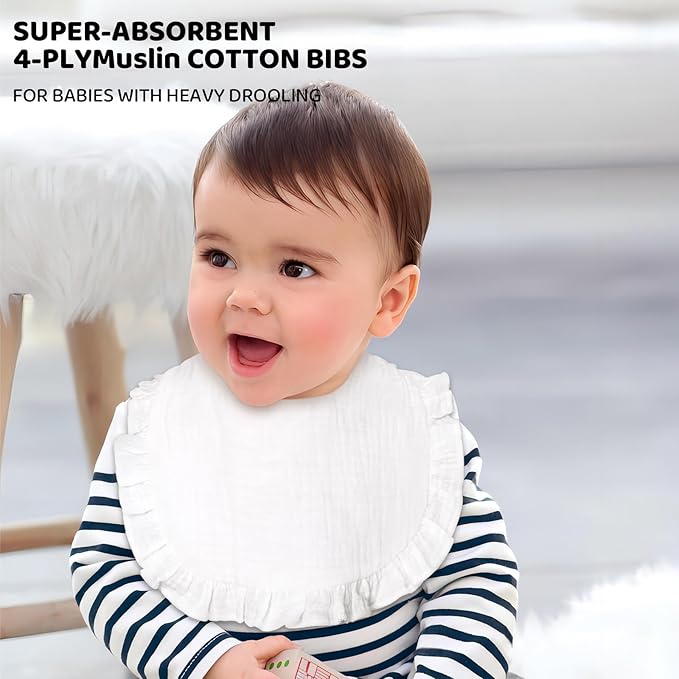 Baby Bibs Muslin Bibs 8 Pack for Drooling and Teething for Unisex Girls Boys