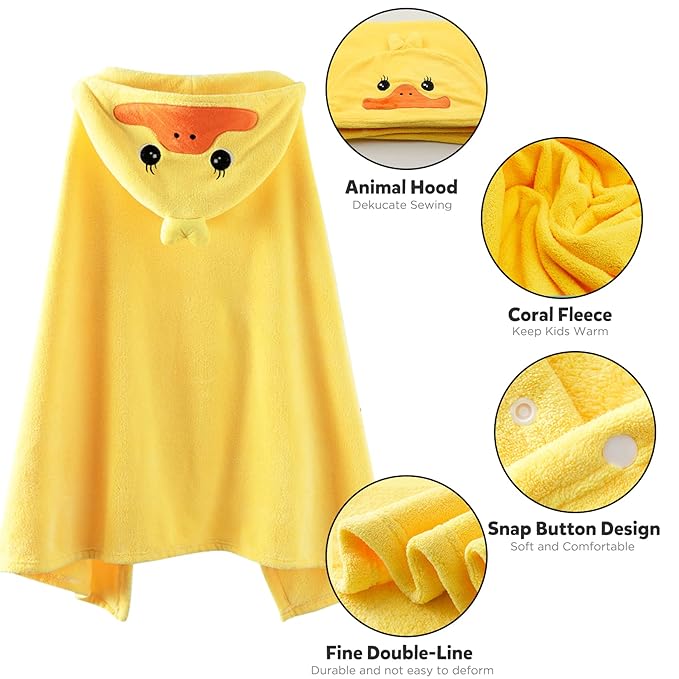 ROMASA Baby Bath Towel Ultra Soft Hooded Towel Highly Absorbent Bathrobe Blanket Toddlers Shower Gifts for Boys Girls- 27.5" x 55" (Yellow)