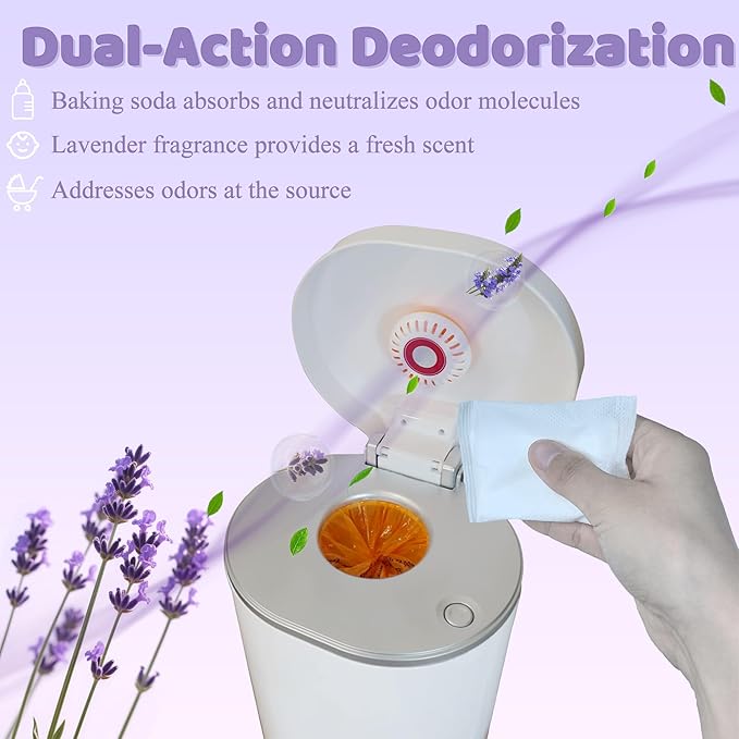 NewKe 6 Pack Lavender Scent Baking Soda Refills for Puck Baking Soda Cartridge, Diaper Pail Deodorizer Replacement Compatible with Munchkin Step and Pall Diaper Pails