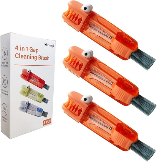 4-in-1 Bottle Cleaning Brush Set, Multifunction Silicone Cup Lid Gap Cleaner, Home Kitchen Crevice Cleaning Tools, 3 Pcs, Red