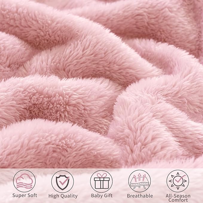Pro Goleem Fleece Baby Blankets for Girls with 2 Inch Satin Trim, Super Soft Plush Receiving Blanket for Infant Toddler Newborn, Cozy 30x40 Inch Crib & Stroller Blanket (Pink)