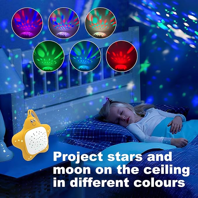 Portable White Noise Machine for Baby | Sleep Aid Music Lullaby Sound Machine with Star Projector for Nursery, Home, Travel | Gift for Infants, Toddlers, Kids