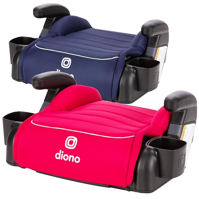 Diono Connect3 R Backless Booster Pack of 2, Slim Fit 3-Across in Many Mid-Sized Sedans and SUVs, for Children from 40-120 lbs., Lightweight with Cupholder, Blue Surge/Pink Cotton Candy