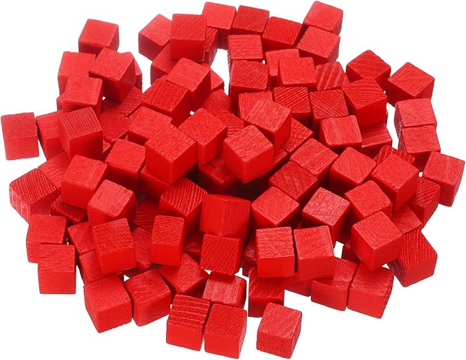 uxcell 300Pcs Wood Blocks for Crafts, 1cm Unfinished Wood Cube Solid Wooden Blank Square Block for DIY Craft Projects Personalized Gifts, Red
