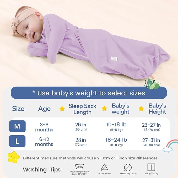ZIGJOY Shark-Fin Transition Swaddle - 1.0 Tog Baby Sleep Sack Soft Cotton Transitional Swaddle Baby Wearable Blanket