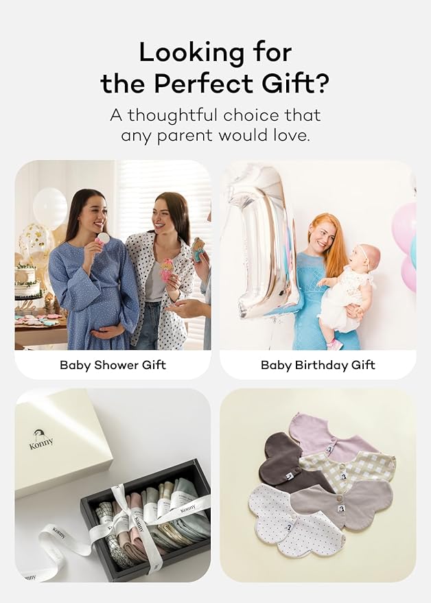 Konny Baby Bibs Set, 360 ° Rotate, Soft and Absorbent Bandana Drooling for Boys Girls baby Essentials