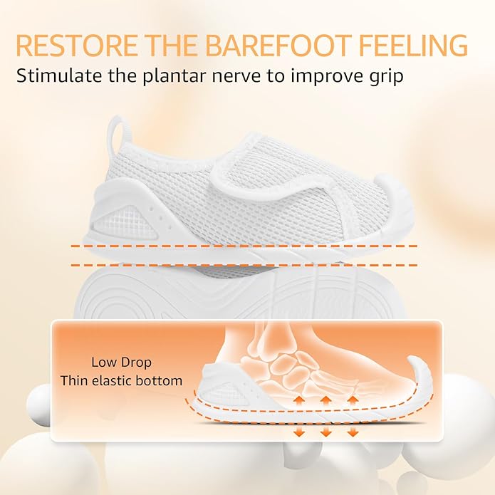 Baby Boys Girls First Walking Shoes Wide Toe Box Infant Sneakers Lightweight Breathable Slip On Barefoot Shoes