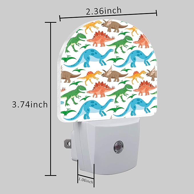 Night Light for Kids Girls Boys, Cartoon Cute Colorful Dinosaur LED Night Light Plug into Wall with Dusk to Dawn Sensor for Room Decor, Hallway, Kitchen, Bathroom, Nursery, Stairs