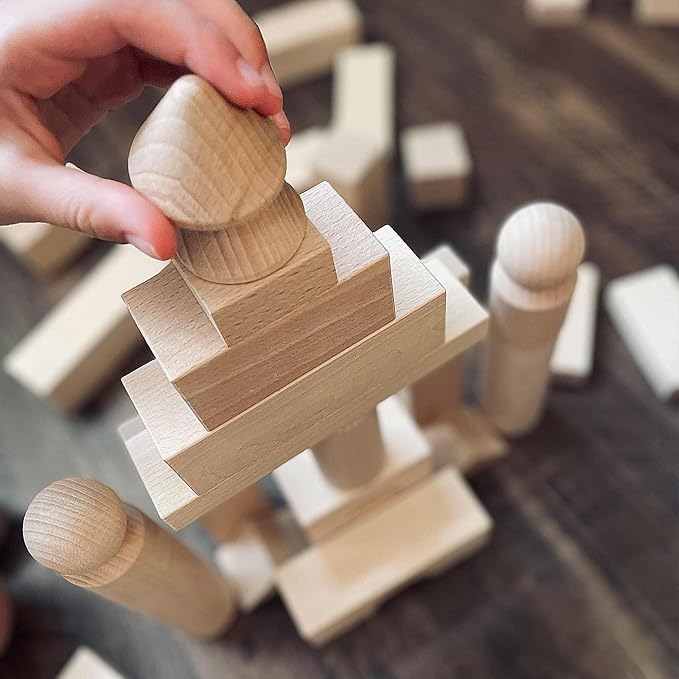 HABA Wooden Building Blocks 60 Piece Set, Ideal Toddler Blocks for Ages 2-4 & Kids Stacking Toys for Ages 1 and Up for Open-Ended Play, Made in Germany