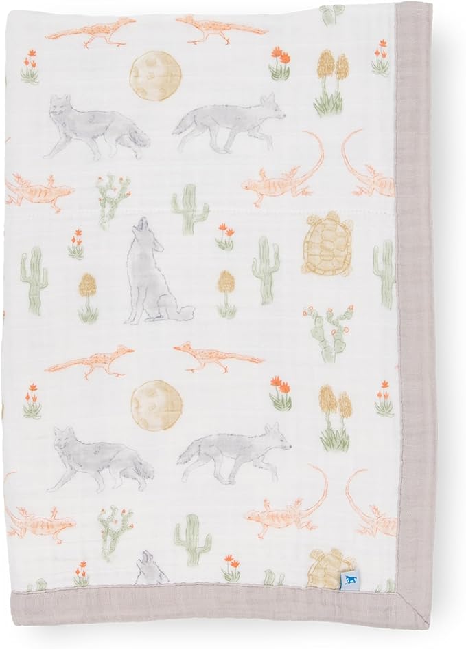 Little Unicorn Newborn Receiving Quilt | Ultra- Soft, Multi-Layered Muslin Fabric | Gift for Newborns & on-The-go (Desert Night)