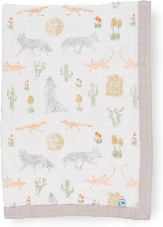 Little Unicorn Newborn Receiving Quilt | Ultra- Soft, Multi-Layered Muslin Fabric | Gift for Newborns & on-The-go (Desert Night)