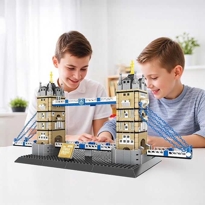 London Twin Tower Bridge Building Blocks Sets London Architecture Building Kits Famous Landmark Model Toys Gift for Adults Kids Teens 969PCS