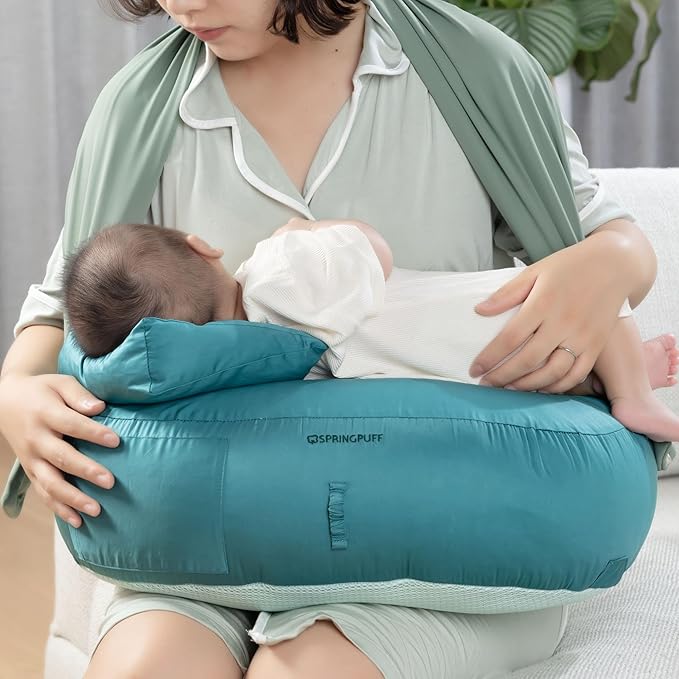 Premium Egyptian Cotton Nursing Pillow for Mom & Baby – Breastfeeding, Bottle Feeding, Breathable, Firm Ergonomic Support