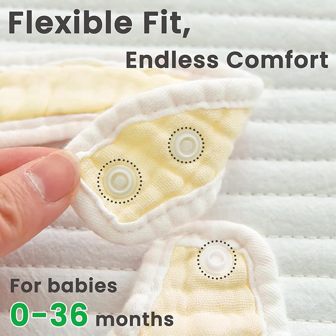 EllieHouse Baby Bibs for Girls Boys 10Pack Muslin Drool Teeth Drooling Teething Bibs Muslin Cotton for Infant Toddler