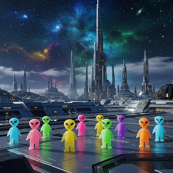 20 Pcs Colorful Mini Alien Figures Glow in The Dark Small Little Tiny Aliens Figurine to Hide and Seek for Space Party Favors Prank Gifts Halloween Party Goodie Bag Fillers, 8 Colors