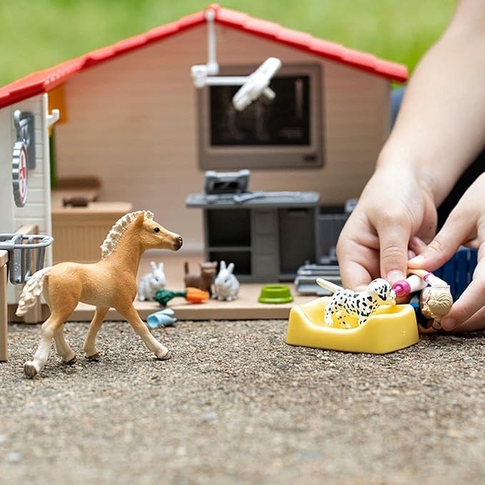 Schleich Farm World - 43 PC Veterinarian Set for Kids - Pet Veterinary Playset has Office, Vet Figurine, Horse, Dog, Cat Animal Toy and Accessories - Educational Toys for Children and Toddlers Ages 3+