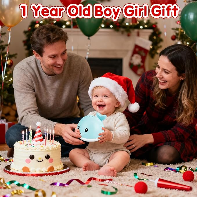 Baby Bath Toys, Toddler Bath Toys for Kids Ages 1-3, Light Up Whale Bath Toy Sprinkler Infant Baby Toys 6-12-18 Month Bathtub Fountain Toy, Toddler Christmas Stocking Stuffers 1 2 3 Year Boy Girl Gift