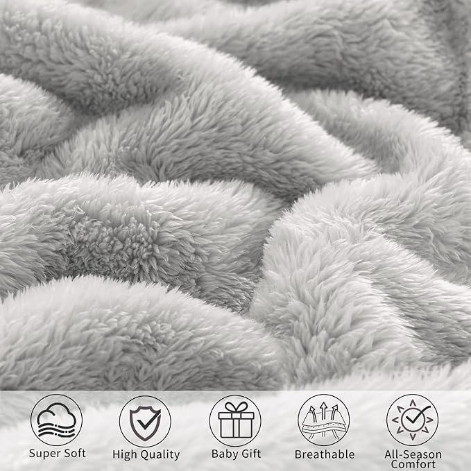 Pro Goleem Fleece Baby Blanket with 2 Inch Satin Trim Soft Plush Blanket for Boys and Girls for Babies Grey，30''x40''