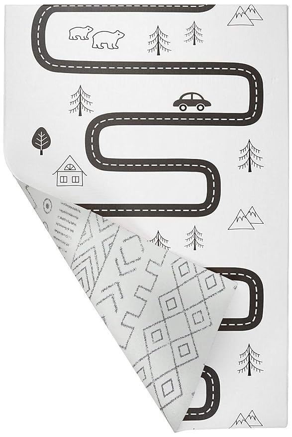 Baby Care Play Mat (Medium, Nordic Trails - Tribal) 73’’ x 49’’ Original One-Piece Reversible Rollable Waterproof Firm PVC Play Mat for Infants, Babies, Toddler, and Kids