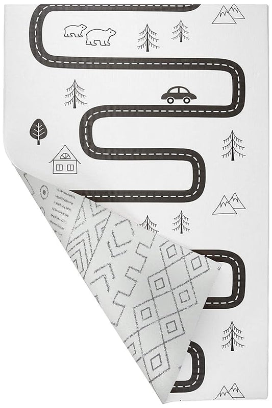 Baby Care Play Mat (Medium, Nordic Trails - Tribal) 73’’ x 49’’ Original One-Piece Reversible Rollable Waterproof Firm PVC Play Mat for Infants, Babies, Toddler, and Kids