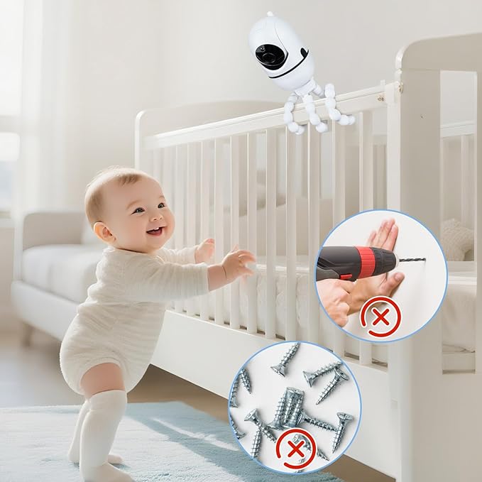 Adjustable Baby Monitor Mount, 7.8'' Tripod Baby Monitor Stand for HelloBaby HB65/HB40/HB6550/HB66/ HB6339/HB6550 Pro, ANMEATE SM935E, Flexible Baby Camera Stand for 1/4 Thread Connection Monitors