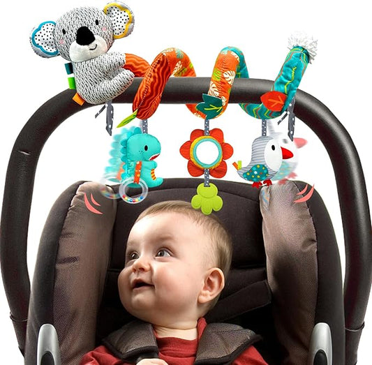 Car Seat Toys for Babies 0-6 Months, Newborn Toys Baby Toy 0-3 Months Stroller Toys, Infant Toy 0-6 Month for Carseat Stroller Crib with Mirror, Rattle, Teether for 0 3 6 9 12 Boys Girls