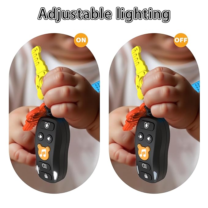 Baby Keys Toy - Baby Toy Car Keys Toddlers Pretend Keys with Music & Light Interactive Musical Sensory Learning Toys Birthday Gifts for Boys Girls Infant Kid Age 6+ Months