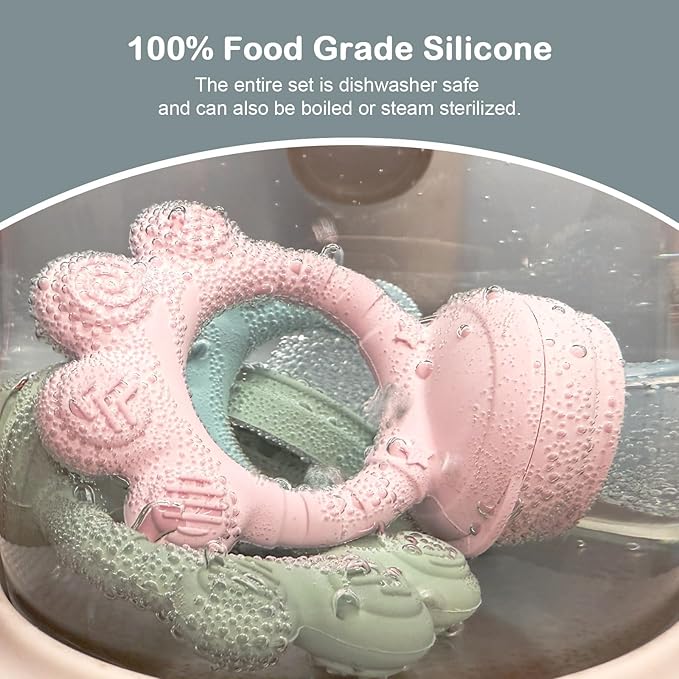 2 Pack Baby Fruit Food Feeder+Breastmilk Popsicle Molds,Baby Teethers,BPA Free,2mm Fine Holes to Prevent Choking,Perfect for Teething Relief & Infant Solid Food Introduction,3M+（Mauve Pink, Soft Pink）