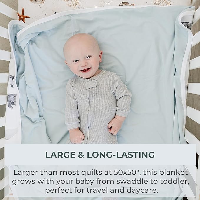 Pobi Baby Soft Neutral Blanket - Premium Cotton Toddler Quilt, Ideal for Boys & Girls - Warm, Soft Blankets (Seaside)