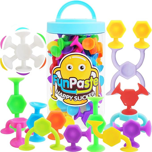 Suction Cup Bath Toys, 48pcs Travel Family Game for Kids Toddlers 3-8, Preschool Learning Sensory Classroom Toys, Bathtub Window Toy for Autism/ADD/ADHD