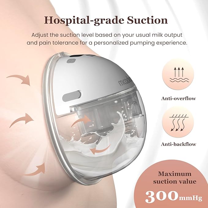 M1 Upgrade Wearable Breast Pump with 4 Modes & 12 Levels，Breastfeeding Pump with LED Display，Ultra Quiet & Lightweight，2 Pack White
