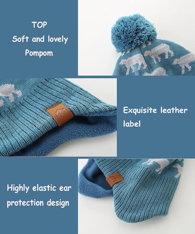 Moon Kitty Baby Boys Hats Toddler Beanies for Boys Winter Fleece Winter Hat Boys