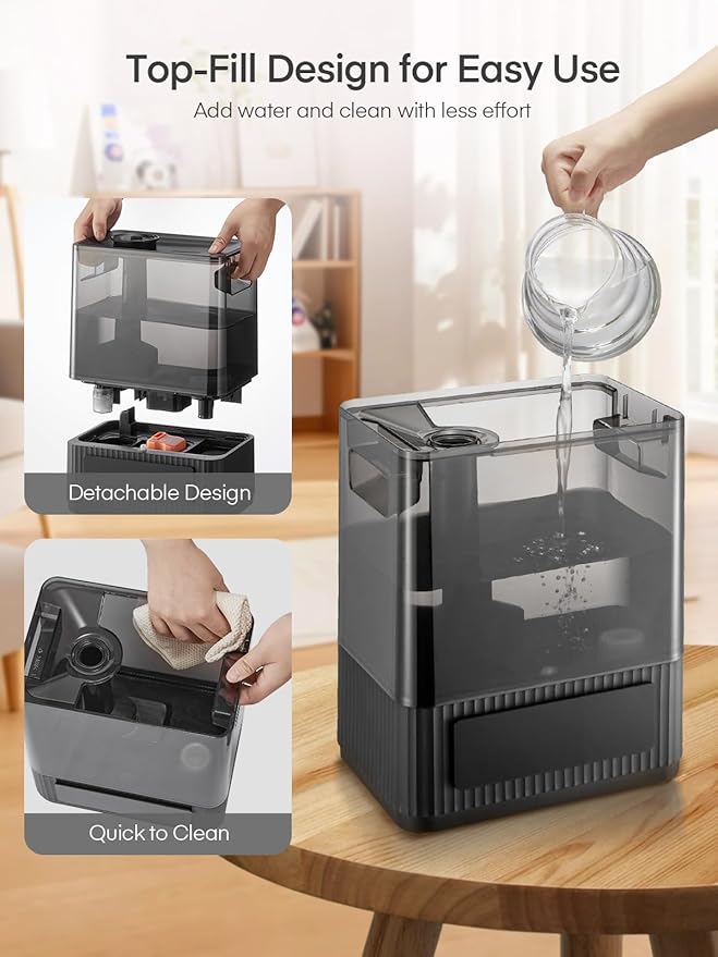 FOHERE Smart Humidifier for Bedroom, 6L Quiet Warm Cool Mist Humidifier with 60H Runtime, Aroma Diffuser, Sleep Mode, 12H Timer, Ultrasonic Top Fill Humidifiers for Home, Baby, Plants, Office