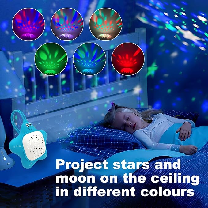 White Noise Machine for Baby with Star Projector | Sleep Aid Music for Nursery & Travel | Portable Sound Machine Lullabies for Infants, Toddlers, Kids