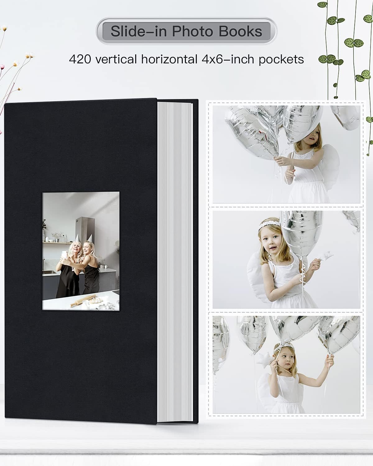 popotop Photo Album 4x6-420 Photos Photo Books with 420 Horizontall Pockets,Linen Cover Albums for Family Wedding Anniversary Baby Vacation Pictures
