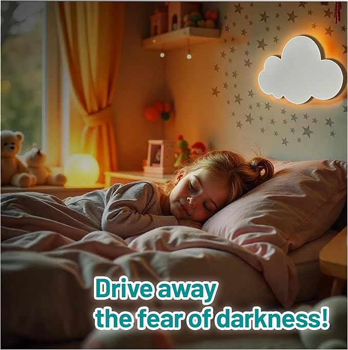 Cloud Lights - Nursery Decor Cloud Lamp, Rechargeable Baby Lamps with Remote, Hanging Lamp for Nursery, Kids Night Light with Timer & Touch Control (White)