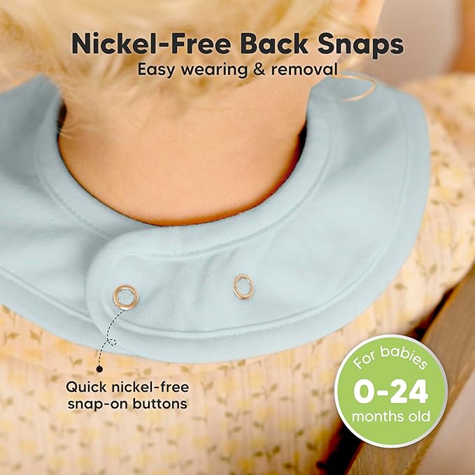 KeaBabies 8-Pack Organic Baby Bibs for Boys, Girls - Super Absorbent Cotton Drool Bibs for Baby Girl & Boy, Teething Toddler, Drooling Newborn, Ultra Soft & Machine Washable (Dawn)