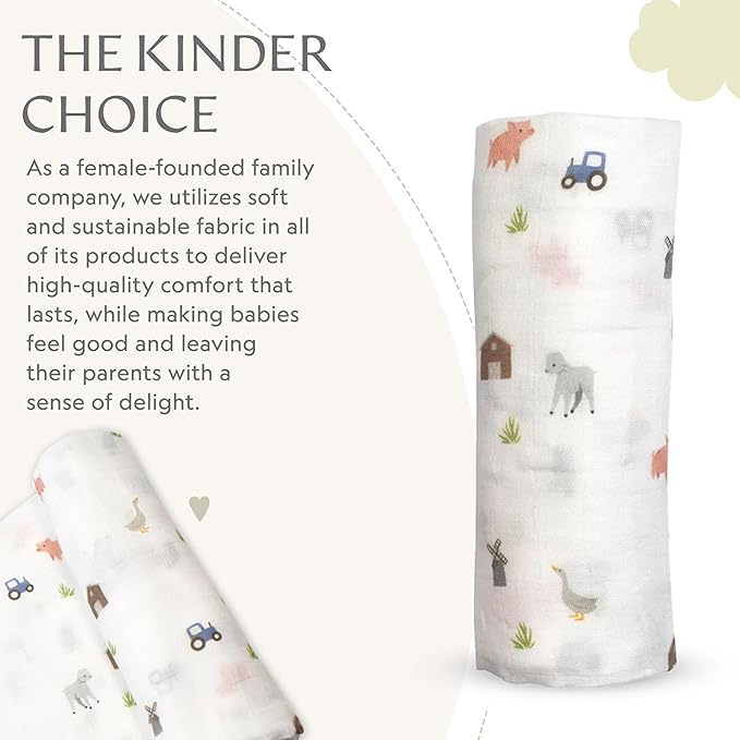 Muslin Baby Swaddle - Breathable Receiving Blankets for Newborn Baby, 70% Viscose derived from Bamboo, 30% Spandex, Imported