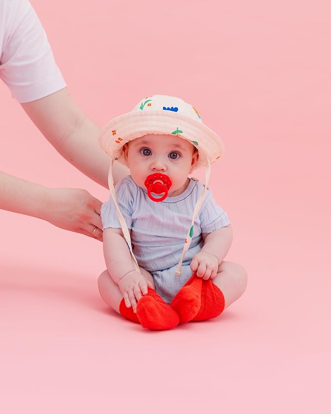 BIBS Boheme Pacifier 2-Pack. BPA Free, Round Nipple. Natural Rubber Latex, Made in Denmark, Size 2 (6-18 Months) - Vanilla/Candy Apple