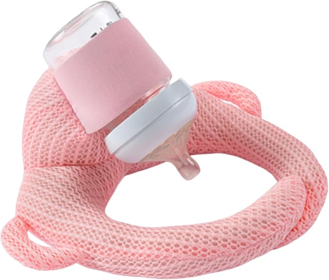 Bottle Holder Pillow, Plush Feeding Support Pad - Relieve Hand & Wrist Soreness, Adjustable Nursing Pillow, Pink