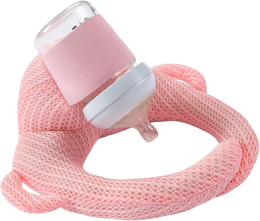 Bottle Holder Pillow, Plush Feeding Support Pad - Relieve Hand & Wrist Soreness, Adjustable Nursing Pillow, Pink