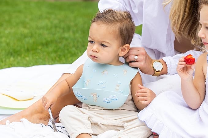 Silicone Baby Bib and Mat | Boys Girls Babies & Toddlers | Waterproof, Adjustable, BPA Free