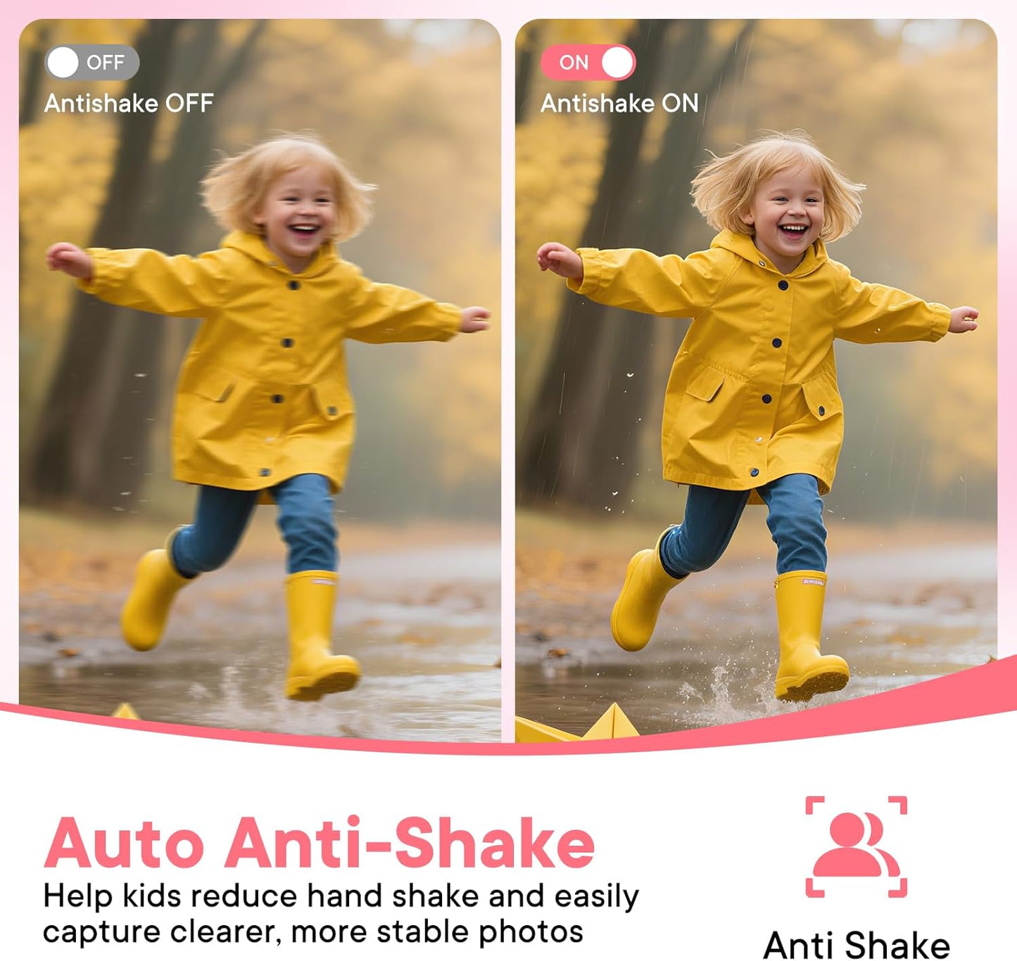 Digital Camera 4K 64MP - Vlogging Camera for Kids & Beginners | 18X Zoom Point and Shoot Camera Anti Shake, Compact with Flash, Gift for Boys Girls(Pink+Silver)