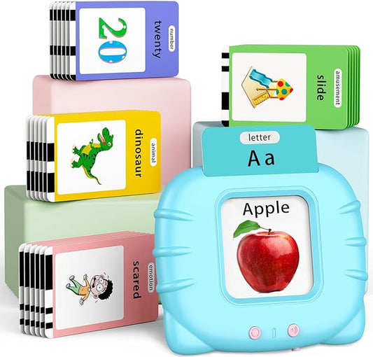 Educational Toys Talking-Flash-Cards, Christmas Birthday Gifts for Boys 1 2 3 4 5 6 Year Old, Learning Toys with 252 Sight Words, Montessori Pocket Speech for Toddlers Ages 1-6, Blue