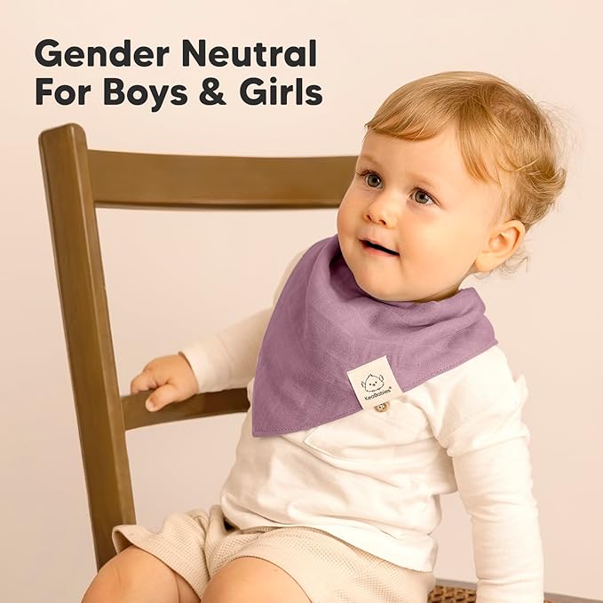 8-Pack Muslin Baby Bibs for Boys, Girls - Muslin Bandana Drool Bibs for Baby Girl & Boy, Drooling Newborn, Teething Toddler, Infant 0-36 months, 100% Cotton Extra Absorbent & Soft (Lavender)