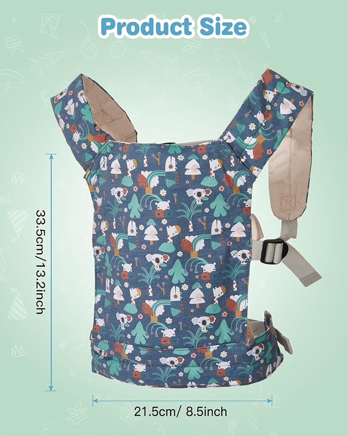 Lictin Baby Doll Carrier, Front and Back Doll Accessories Carrier for Little Girls, with Adjustable Straps for Stuffed Animal Reborn Baby Doll