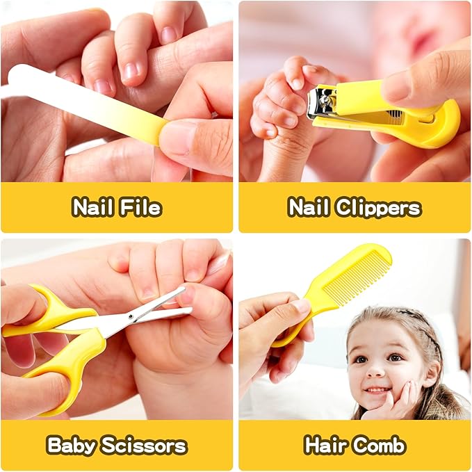 Baby Grooming Kit for Boys Girls Safety Newborn Nursery Essentials Grooming Set Gift for First-time Parents, Yellow 25 in 1