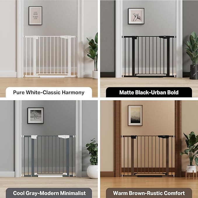 Cumbor 29.7-40.6" Baby Gate for Stairs, Baby Essential Safety Gate, Mom's Choice Awards Winner-Dog Gate for Doorways, Pressure Mounted Auto-Close Pet Gates for Dogs Indoor, Durable Child Gate, Black